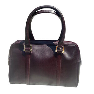 Susan Gail Vintage Burgundy/Oxblood Leather Two-Handle Zip-Top Satchel Handbag